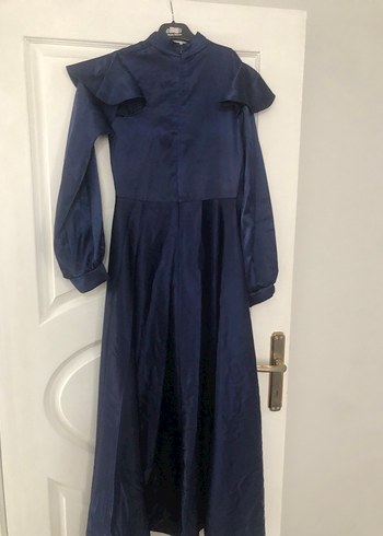 Zara Navy Uzun Kollu Drapeli Kadın Elbise