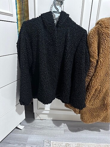 Diğer Siyah peluş kısa kaban