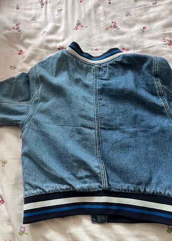 4 Yaş Beden Mavi Nakışlı Erkek Çocuk Denim Ceket
