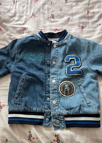 Mavi Nakışlı Erkek Çocuk Denim Ceket