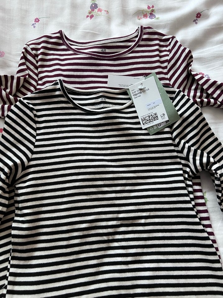 2 adet Çizgili Gri Beyaz Çocuk bluz - Görsel 4