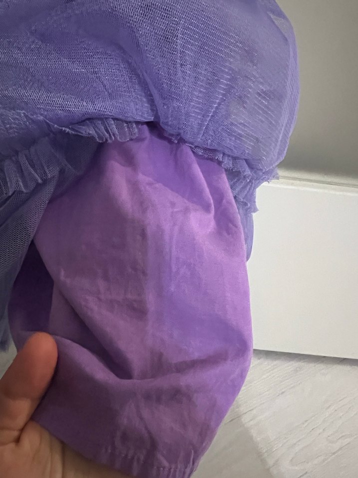 Kız Çocuk Mor Fırfırlı Kolsuz Elbise - Görsel 5