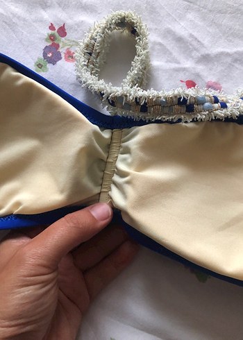 36 Beden Kadın Mavi Elastik Bikini takımı
