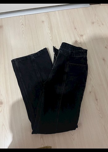 38 Beden Siyah Kadın Midi Boy Regular Fit Denim Pantolon