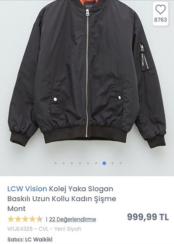 LCW Siyah Kadın Uzun Kollu Bomber Mont