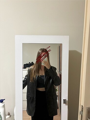 s Beden siyah Renk Bershka Deri Blazer
