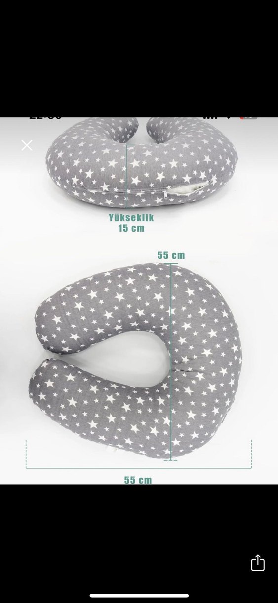Gri Yıldız Desenli Emzirme ve Hamile Yastığı - Görsel 2