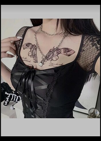 Lolita siyah gotik crop 