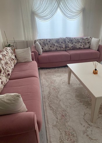 Pembe Çiçekli Modern Klasik Koltuk Takımı - Görsel 2