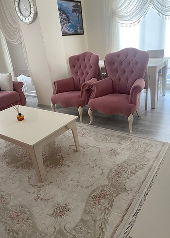 Pembe Çiçekli Modern Klasik Koltuk Takımı - Görsel 3