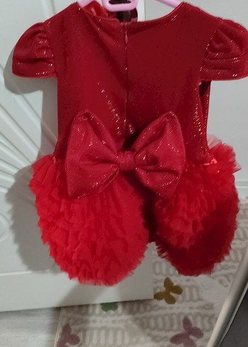 Kız Çocuk Kırmızı Fırfırlı Elbise - Görsel 2