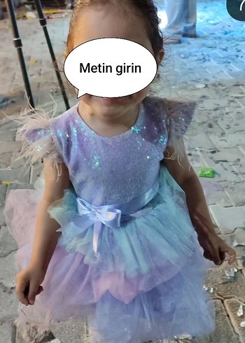 Kız Çocuk Mor Fırfırlı Straplez Elbise - Görsel 3