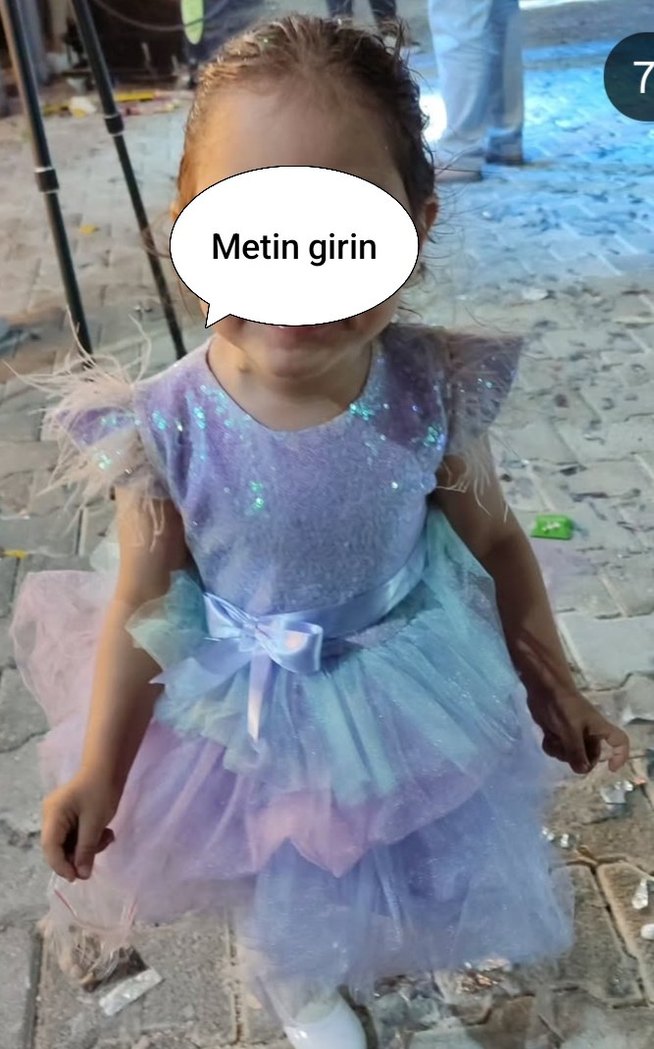 Kız Çocuk Mor Fırfırlı Straplez Elbise - Görsel 3