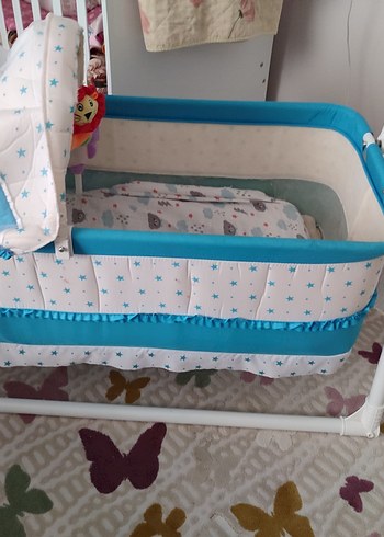  Beden Saklanabilir Mavi Bebek Beşiği