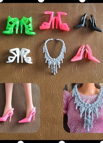 1 adet barbie kolyesi +5 adet ayakkabı