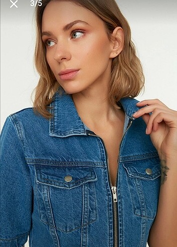 36 Beden mavi Renk Mavi fermuarlı mini denim elbise