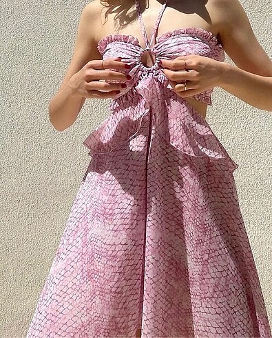 BSL FASHION BSL Pembe Elbise