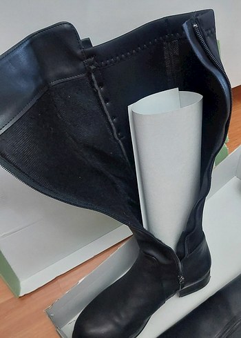 40 Beden siyah Renk Tokalı Siyah Deri Dizüstü Kadın Çizme
