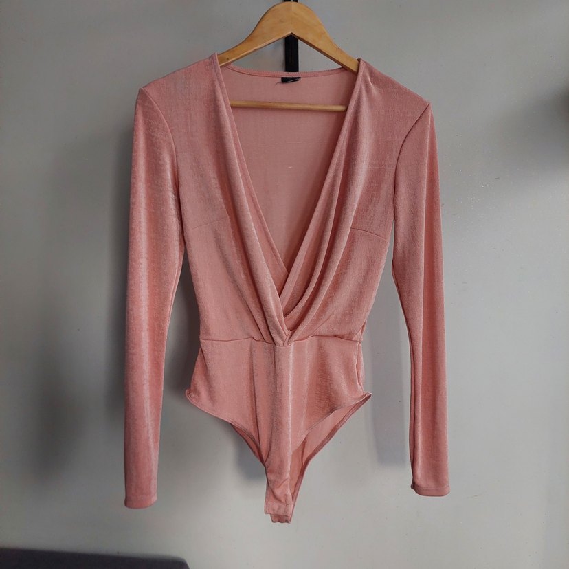 Pembe Drapeli V Yakalı Kadın Bluz - Görsel 2