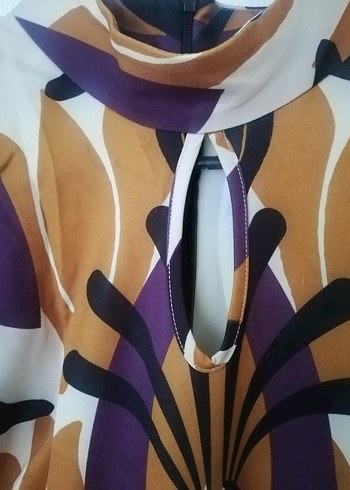 Bohem Desenli Uzun Kol Kahverengi Elbise arksina kumas hatasi vr - Görsel 4