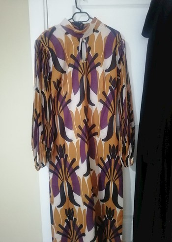 Bohem Desenli Uzun Kol Kahverengi Elbise arksina kumas hatasi vr - Görsel 2