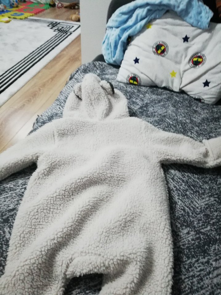 Gri Kürklü Bebek Tulumu hic giyilmedi sadece yikandi - Görsel 4