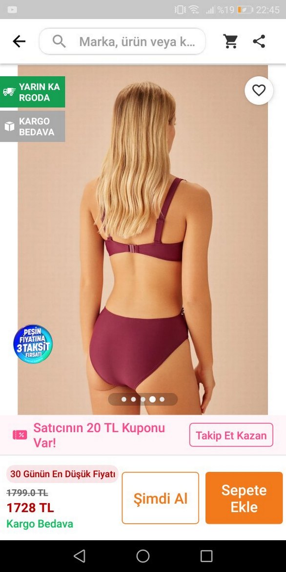 Bordo Zincir Detaylı Strappy Kadın Mayo etiketli urun - Görsel 2