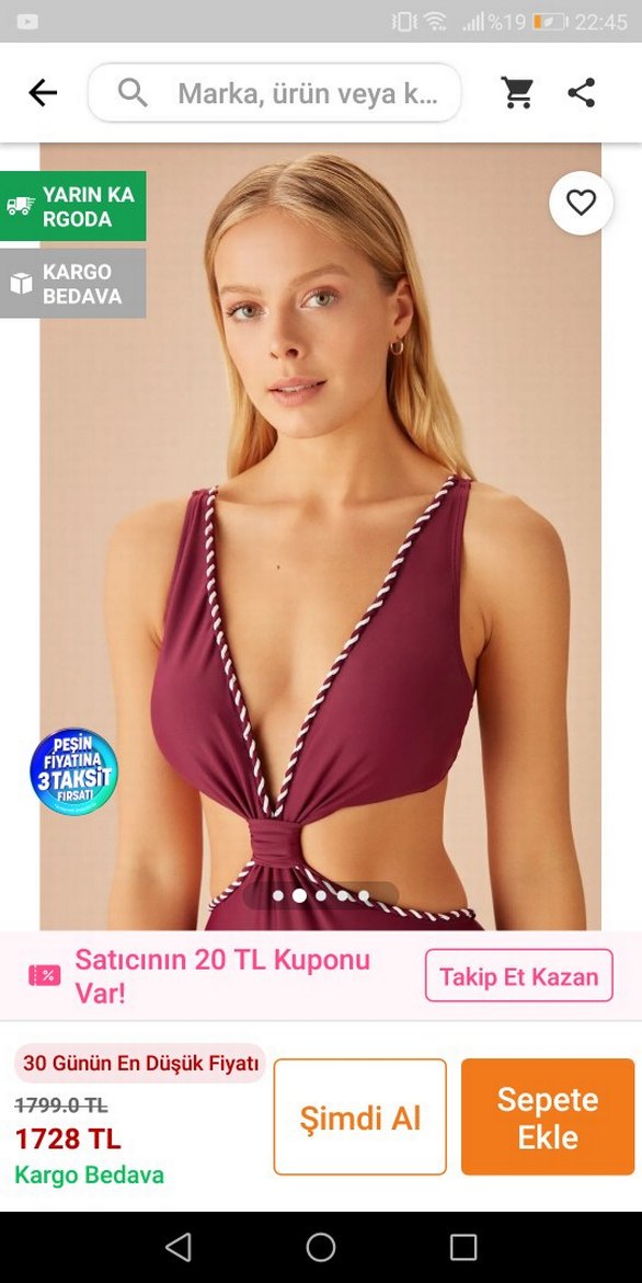 Bordo Zincir Detaylı Strappy Kadın Mayo etiketli urun - Görsel 3