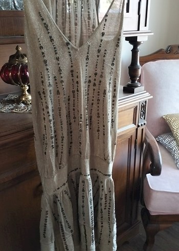 Bej pullu abiye - Görsel 5