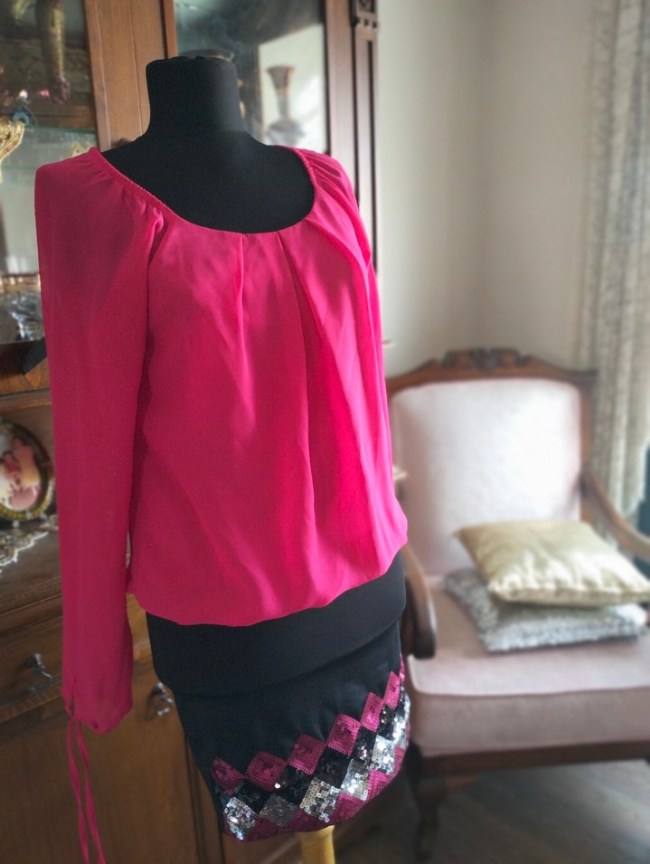 Bohem Pembe Uzun Kollu elbise - Görsel 3