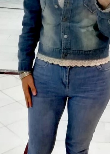 Mavi Düğmeli Kadın Denim kot ceket Ceket - Görsel 2