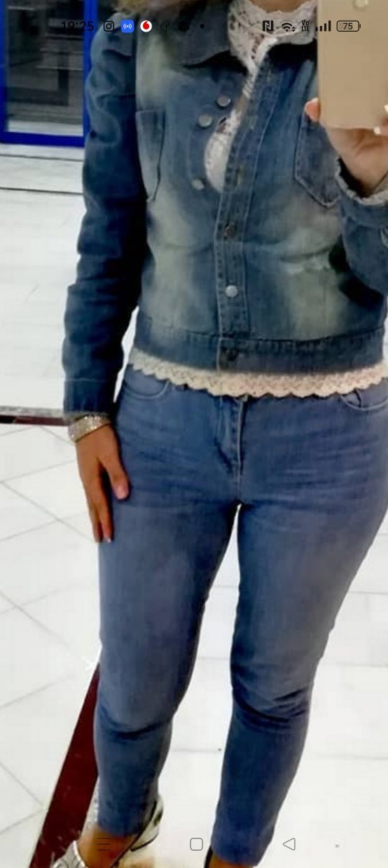 Mavi Düğmeli Kadın Denim kot ceket Ceket - Görsel 2