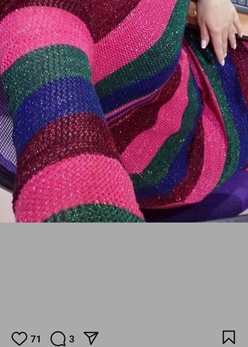 Çizgili Bohem Uzun Örgü Elbise - Görsel 4