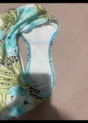 Turkuaz Çiçek Desenli Zeki triko mayo - Görsel 4