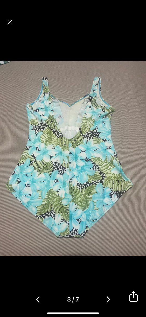 Turkuaz Çiçek Desenli Zeki triko mayo - Görsel 3