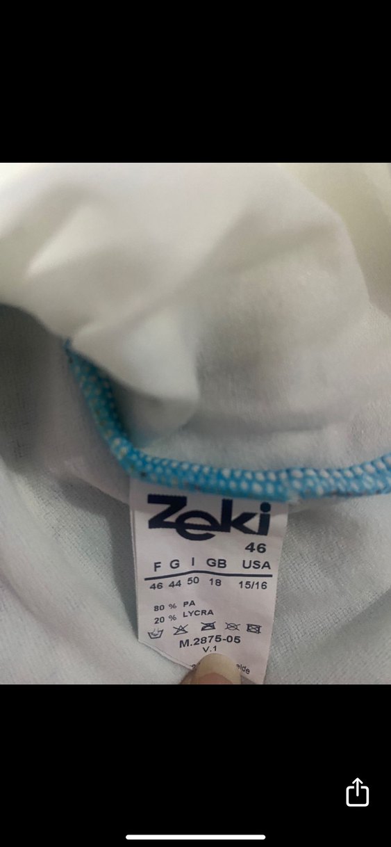 Turkuaz Çiçek Desenli Zeki triko mayo - Görsel 2