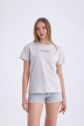 m Beden beyaz Renk Mango kadın tshirt