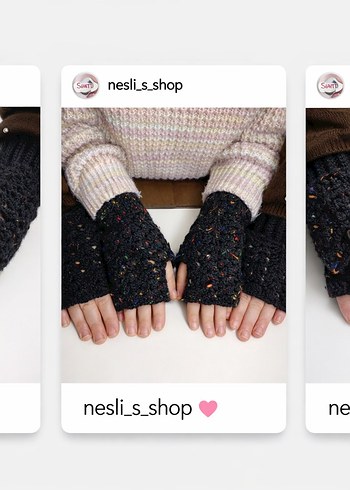 Bohem Tarz Kadın Örgü Eldivenler parmaksiz - Görsel 2