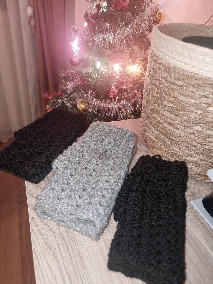 Bohem Tarz Kadın Örgü Eldivenler parmaksiz - Görsel 3