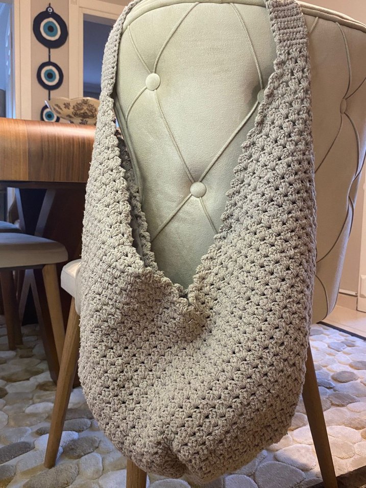 Bohem Bej Örgü Kadın Çanta - Görsel 2