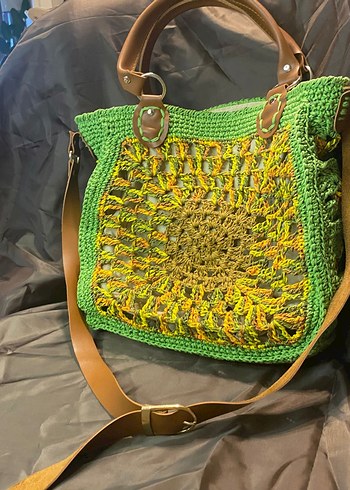 Renkli Dantel Detaylı Örgü Bohem Kadın Çanta - Görsel 2