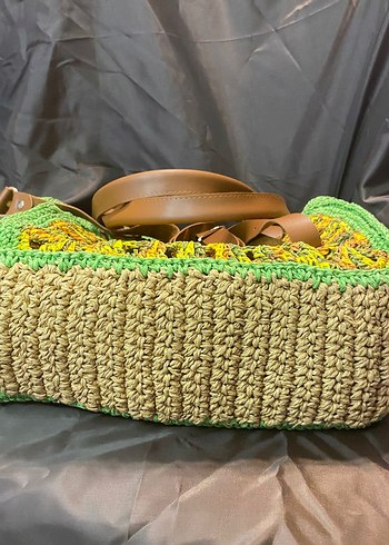 Renkli Dantel Detaylı Örgü Bohem Kadın Çanta - Görsel 4