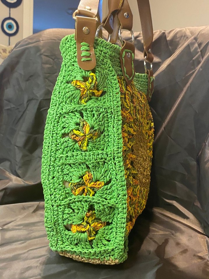 Renkli Dantel Detaylı Örgü Bohem Kadın Çanta - Görsel 3