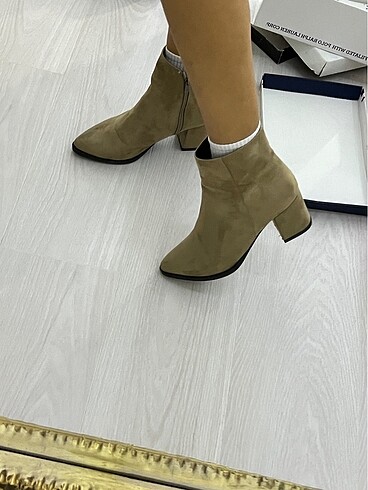 39 Beden haki Renk Kadın topuklu bot süet