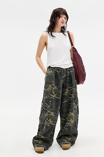 bdg kamuflaj baggy kargo pantolon