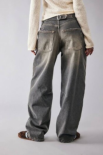 bdg tokalı kemerli baggy jean
