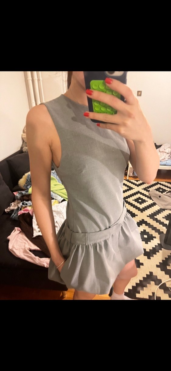 Gri zara balon elbise - Görsel 2