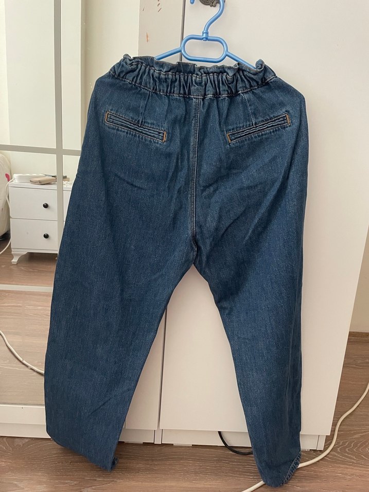 Kadın Mavi Loose Fit Midi Kot Pantolon - Görsel 3