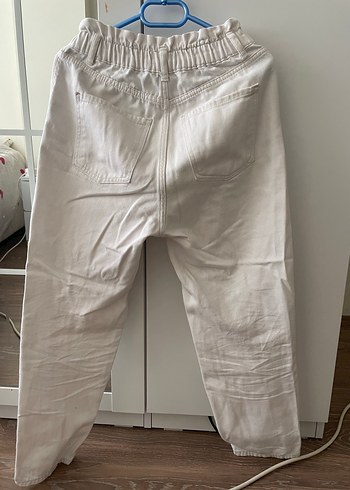 Kadın BEYAZ Rahat Kesim Pantolon - Görsel 4
