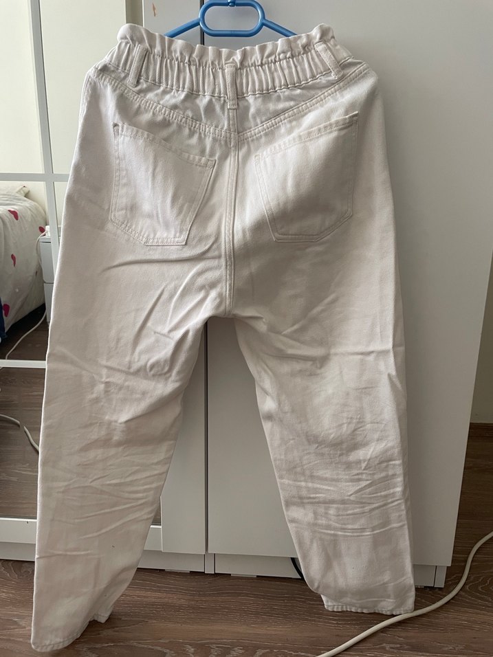 Kadın BEYAZ Rahat Kesim Pantolon - Görsel 4